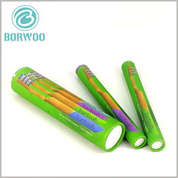 Colored cardboard tube for toothbrush packaging. Customized packaging has unique printed content to increase the attractiveness of the packaging.