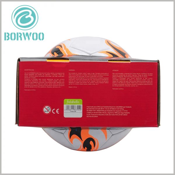 Football packaging boxes with logo wholesale. The detailed product description is displayed to customers in the form of text printing, which will enable customers to quickly learn more product information.