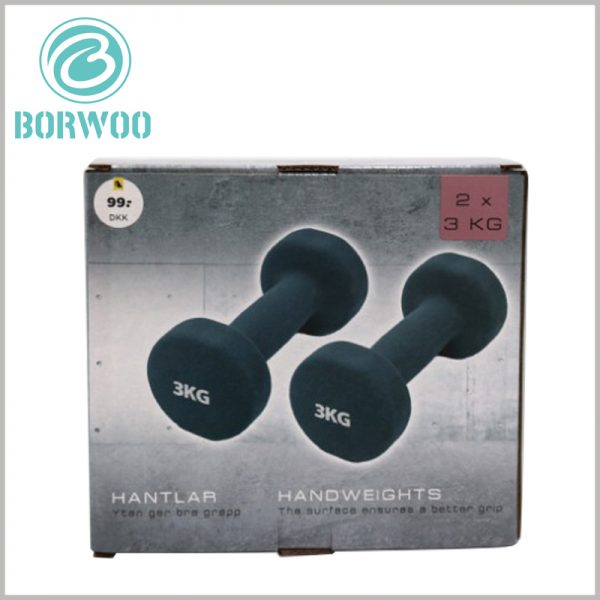 Printed corrugated packaging for dumbbells set.Using product patterns as the main elements of packaging design can target the characteristics of the product.