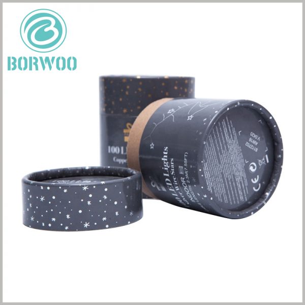 cardboard round boxes with lids for led lights. The detailed text description is printed on the bottom of the paper tube to maintain the simplicity and beauty of the body part of the paper tube