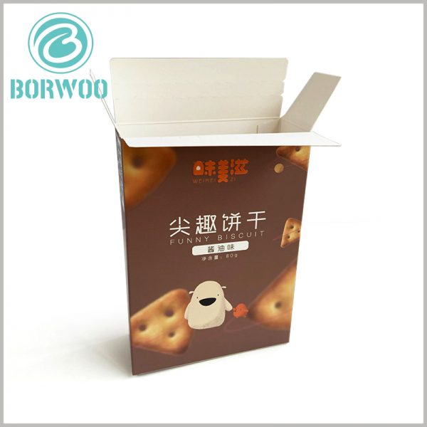 cheap cardboard package for cookies. Food packaging is based on 350gsm cardboard as the raw material, making the customized packaging foldable.