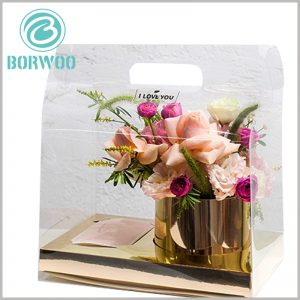clear plastic gable boxes packaging for flower. Paste the printed label on the specific part of the clear package to improve the recognition and publicity effect of the package.