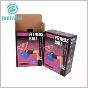 custom corrugated packaging for fitness ball. Printed art paper covers the surface of corrugated packaging to improve packaging appearance and enhance attractiveness.