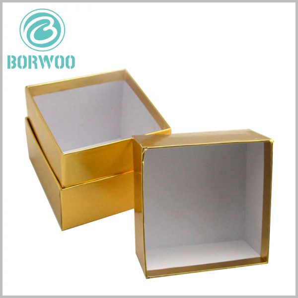custom square gold cardboard boxes for candles. Hard cardboard candle boxes have a sturdy outer box that can provide excellent protection for the product.
