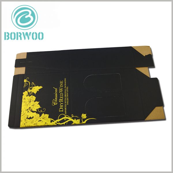 foldable corrugated wine boxes for double bottle. Folding packaging can greatly reduce the space occupied by packaging, and has a good effect on saving storage costs and transportation costs.