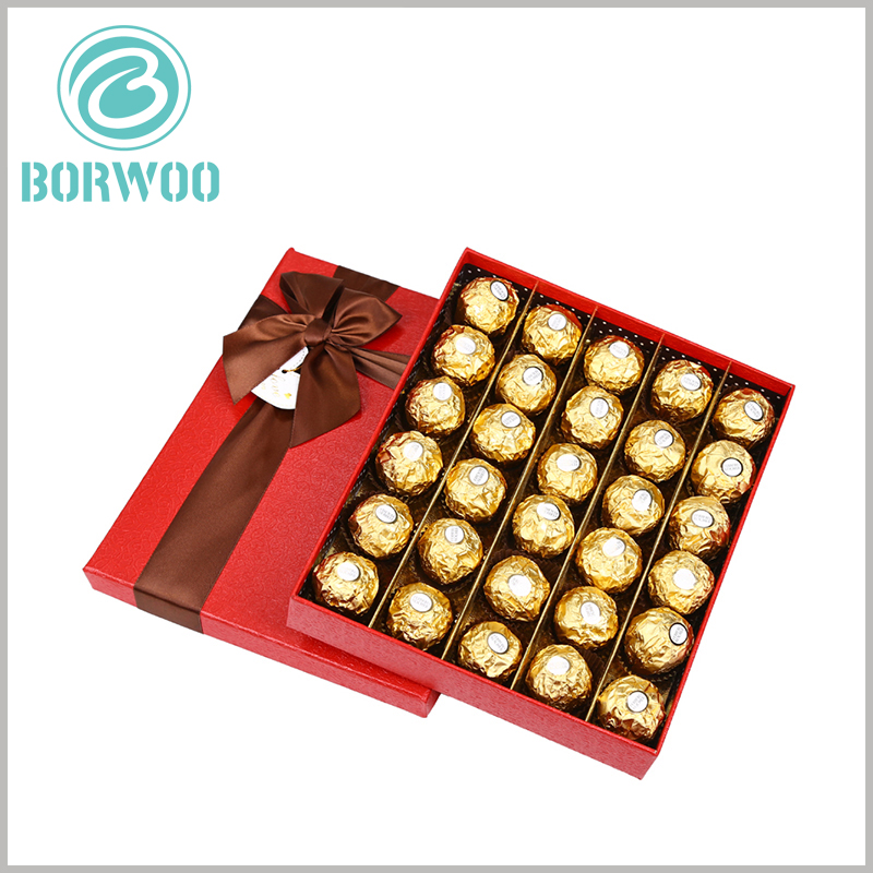 large gift boxes packaging for 30 chocolates. Chocolates are neatly arranged inside the packaging in the form of 5 rows and 6 columns in the luxury gift boxes.