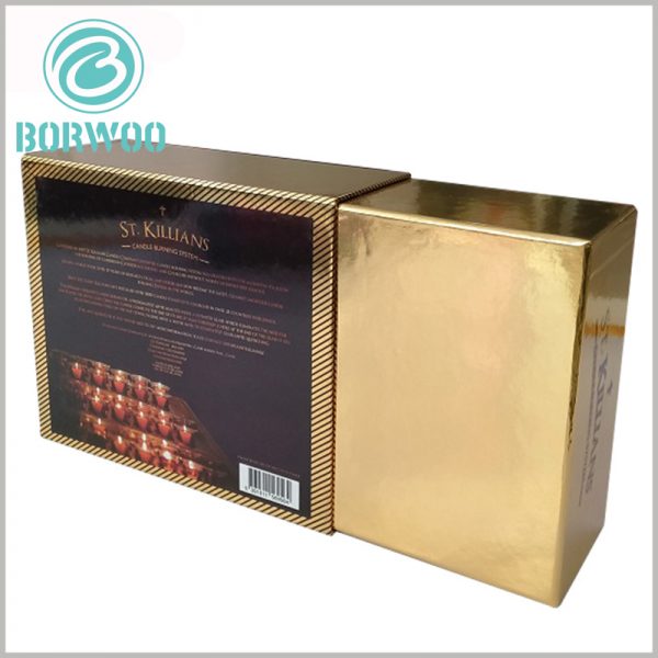 luxury cardboard boxes for candle. Detailed product information, promotional slogans, product pictures, etc. are printed on the back of the candle packaging to highlight the characteristics of the product.