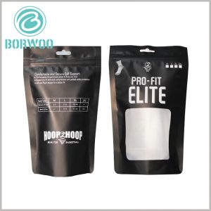 matte black stand up pouch with window, the design of pvc window is very helpful for product display and publicity