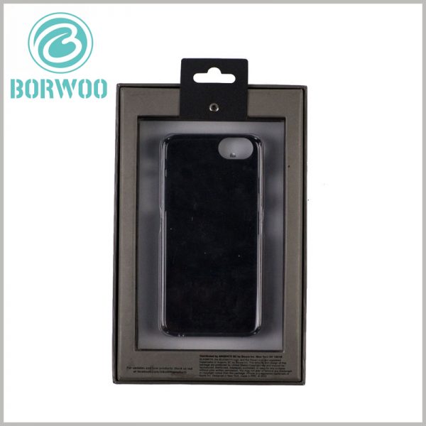 mobile phone case packaging with window. The mobile phone case needs to be fixed inside the package, and a specific shape of blister or other inserts can be placed inside the package.