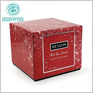 square cardboard candle boxes packaging with insert. The black cardboard is used as the internal plug-in of the package, which can be used to fix the aromatherapy glass, and the cost is low.