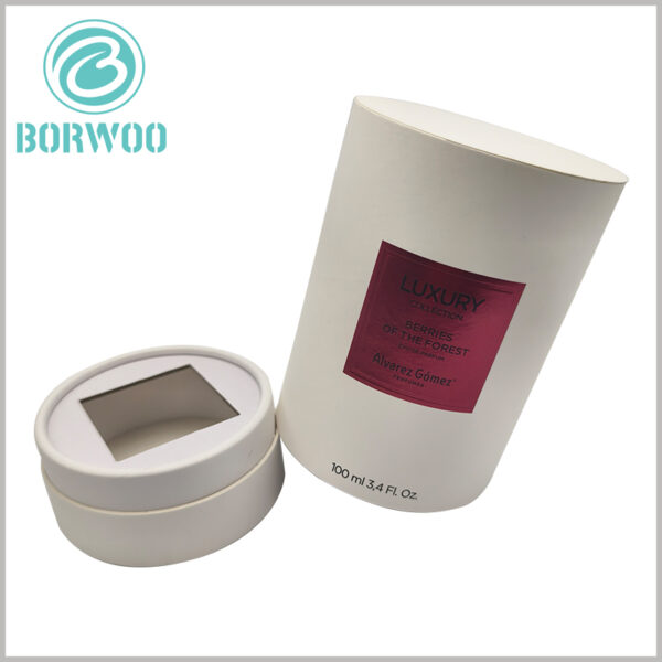 100ml perfume packaging tube with paper insert,The white cardstock used is 2mm thick, providing high rigidity and durability, and it is glued firmly to the top of the base.