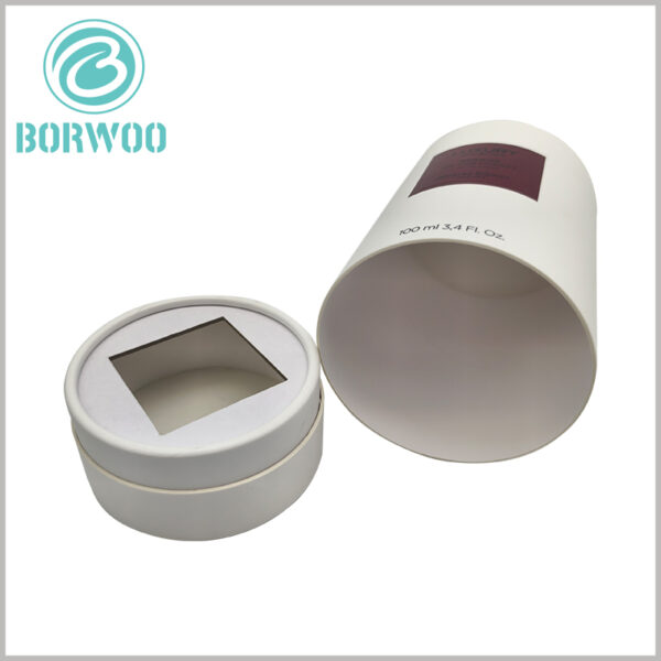 100ml perfume packaging tube with paper insert wholesale, The paper insert features a square cutout in the center, allowing the bottle to fit snugly inside.