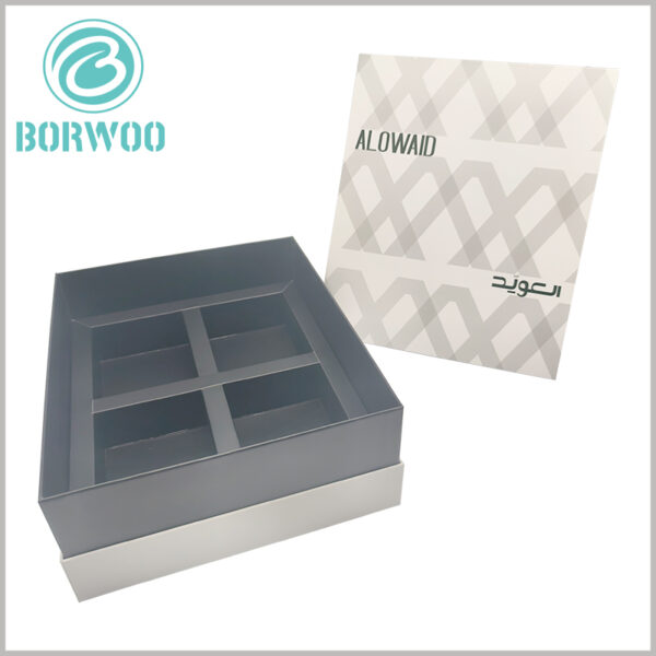 4 jar gift box with paper card insert. The inside of the paper box is fixed and separated by paper cards, which is a very environmentally friendly solution.