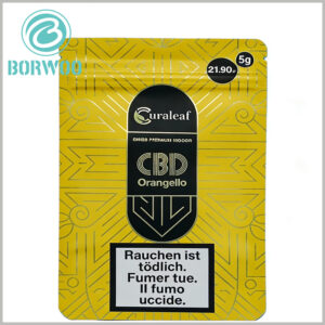 Custom 5g Smell Proof Mylar Cannabis Packaging | CBD Flower Bags with Aroma Lock