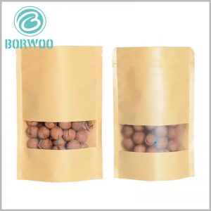 Brown kraft paper stand up pouch with window wholesale