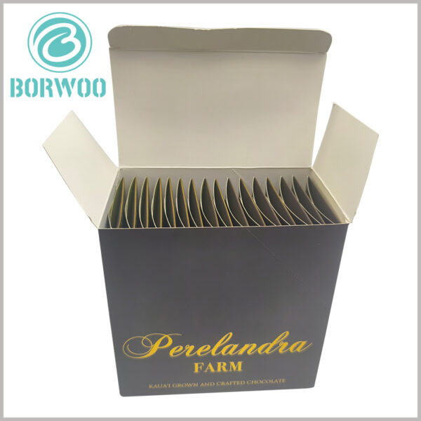 Chocolate bar display box with bronzing printed, customized packaging with brand name printed with bronzing