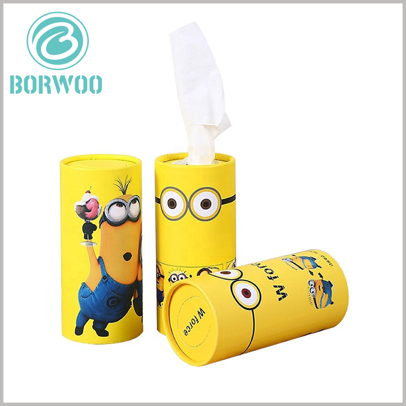 Creative cardboard tube for Paper towel packaging.As the main element of the packaging design, the small yellow people make it easier to attract customers' attention by using familiar things.