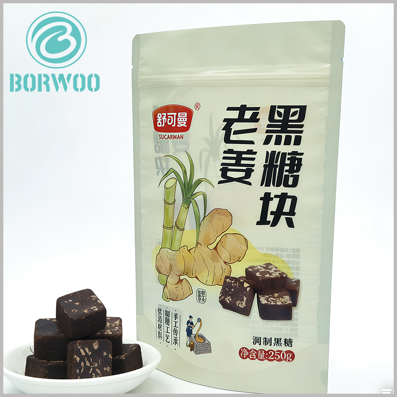 Custom Printed 250g Ginger Black Sugar Cubes Pouch | Food Grade Wholesale Packaging