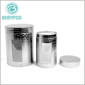 Custom Silver paper tube packaging with window