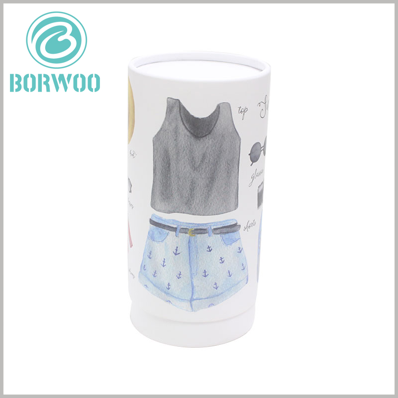 Custom paper tube for women's clothing packaging boxes. For female customers, it is more attractive to have pictures of women's clothing on the packaging design.