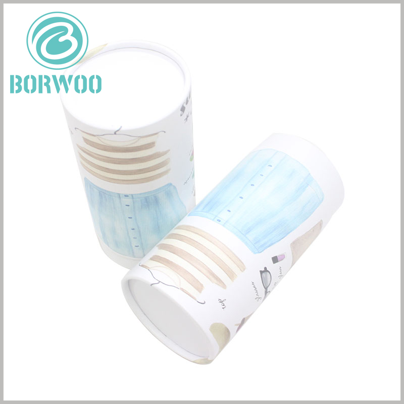 Custom printed paper tube for women's clothing packaging. Custom cardboard tube packaging can print any content, and the printing of product pictures improves the attractiveness of the packaging.