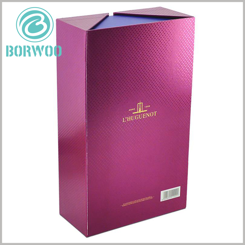 Double open gift packaging for wine bottles. As one of the raw materials for wine packaging, cardboard improves the firmness and durability of the packaging