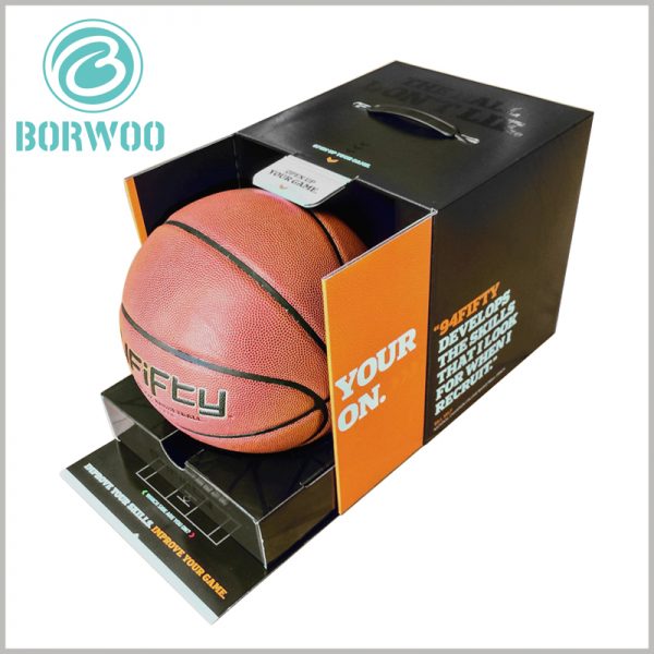 High-end Basketball Packaging boxes. There is a paper tray inside the custom package, which can fix the basketball so that the basketball will not shake inside the package.