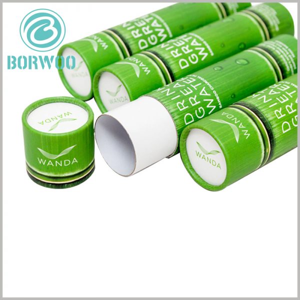 Imitation bamboo paper tube packaging boxes. The paper tube is made of 350gsm cardboard as the raw material, and gray can be found at the cut of the paper tube.