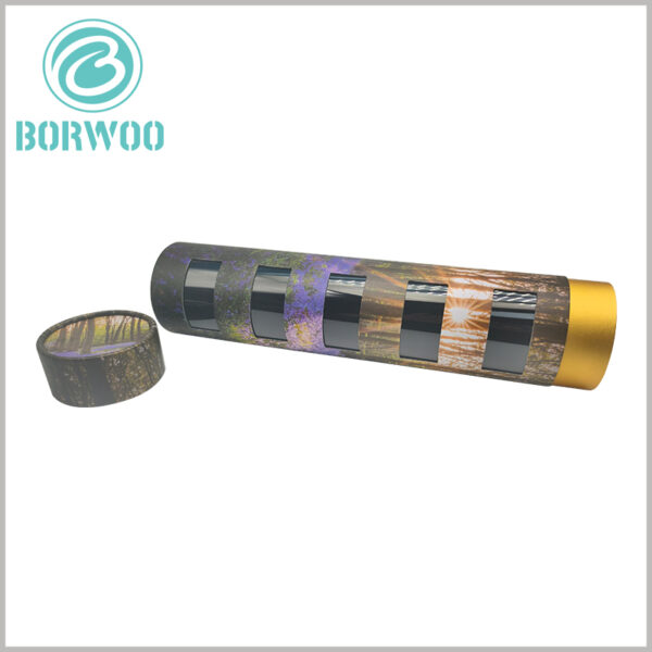 Paper tube packaging with 5 windows wholesale, you can see the product inside the paper tube through the window