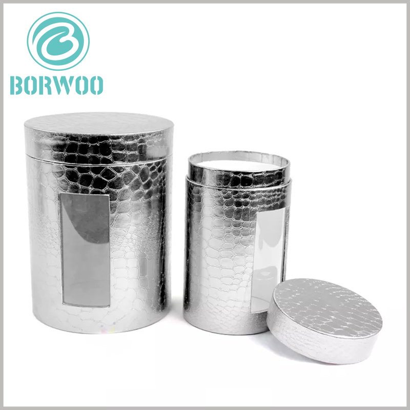 Silver paper tube packaging boxes with window
