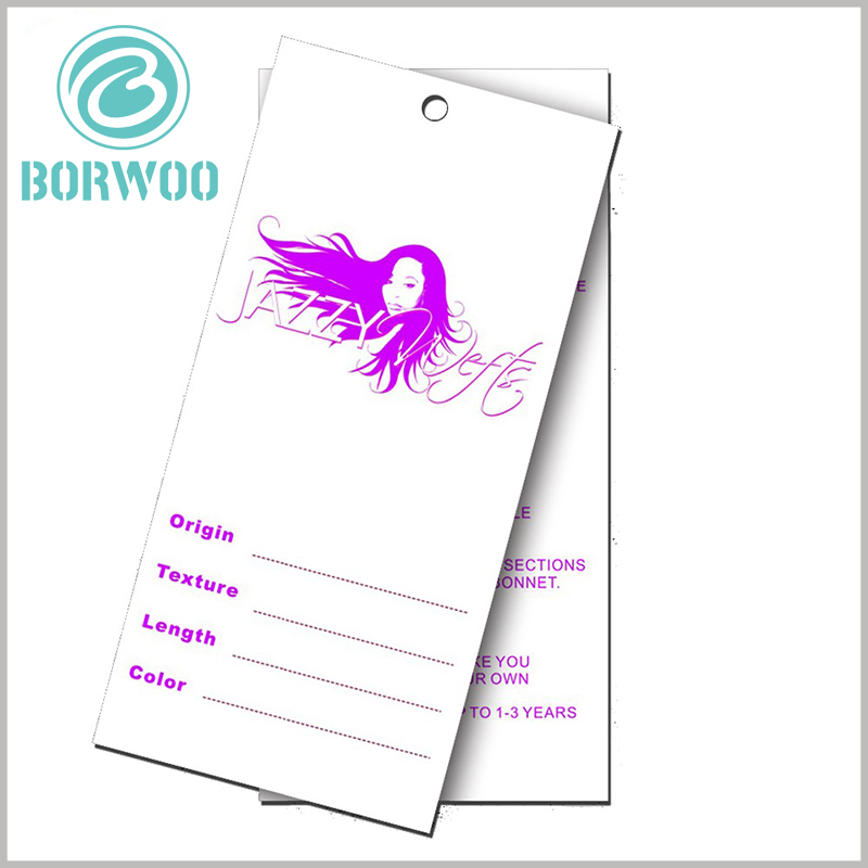 Hair extension hang tags custom.The custom wig tag is conducive to brand building and has a high cost performance.