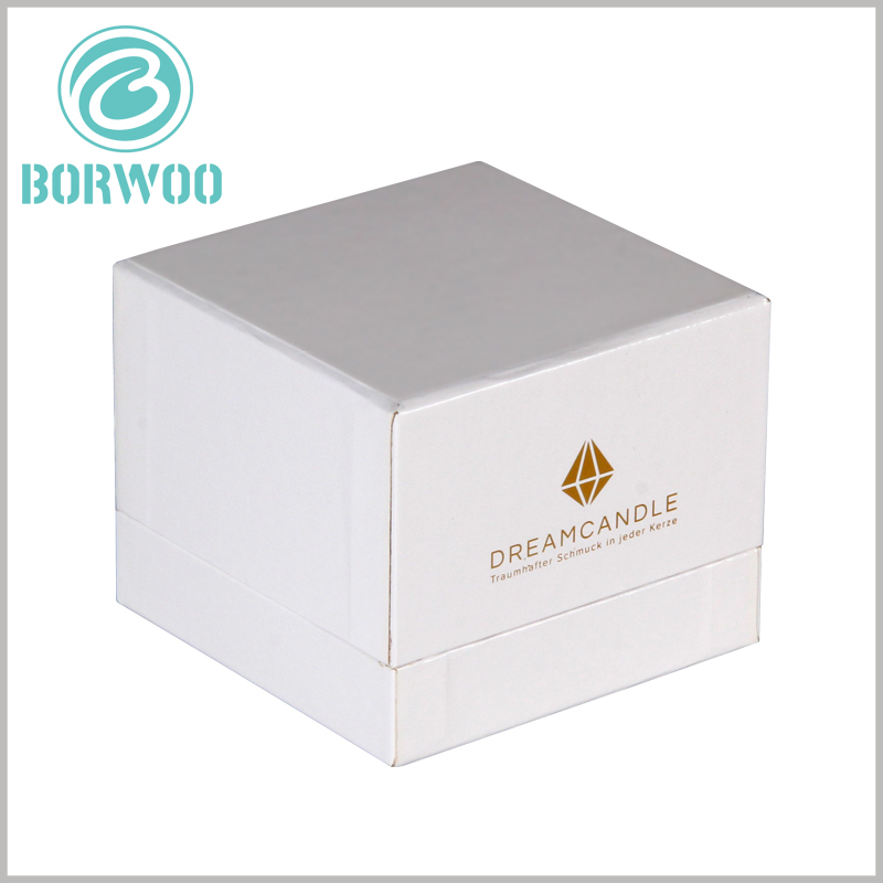 White square cardboard candle boxes wholesale.The custom candle packaging design is simple and stylish, which can help the product attract more attention