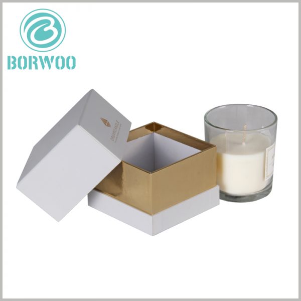 White square cardboard gift boxes for candles. Customized gift boxes are one of the effective ways to increase product value and price, and it is a very worthwhile investment.