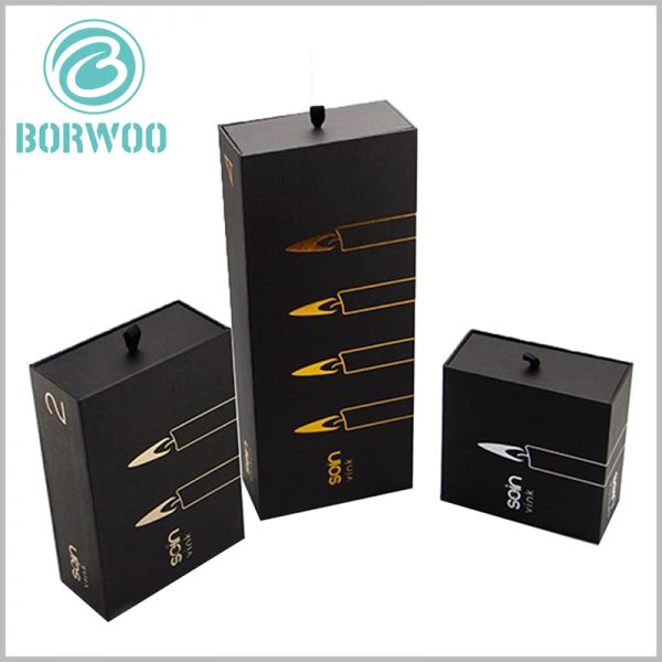 black cardboard boxes for candles. Product pictures are printed on the surface of the black cardboard box packaging, and customers will be able to quickly determine the product characteristics.