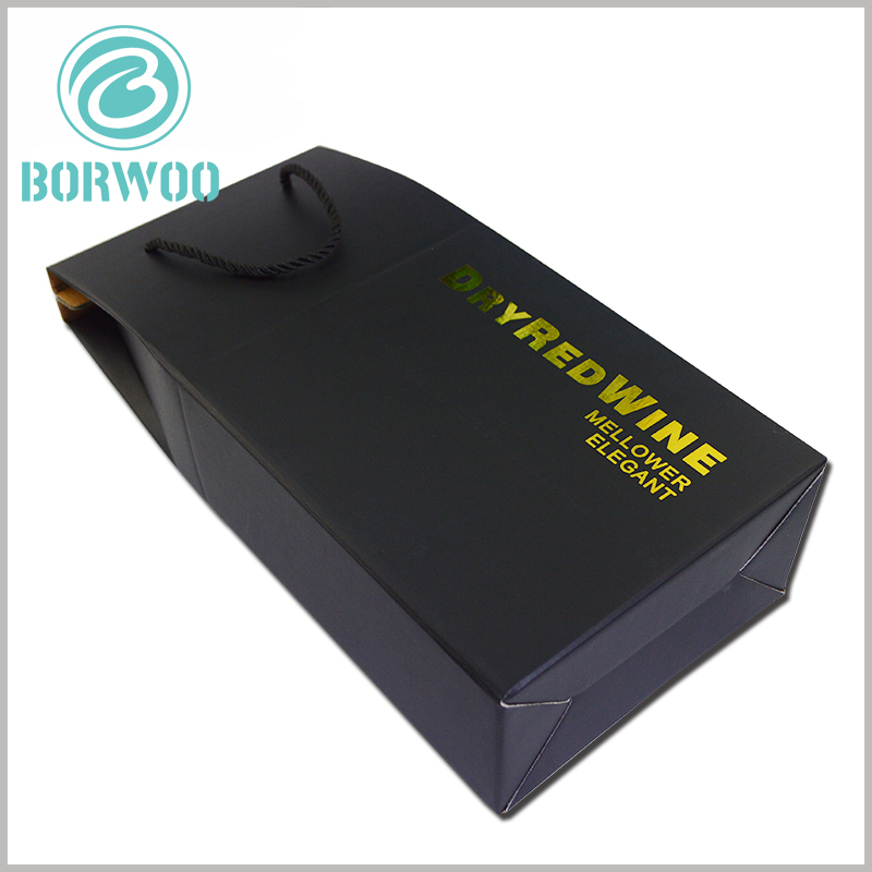 black corrugated wine boxes for double bottle. 128gsm art paper is used as laminated paper after printing content, so that the packaging has targeted promotional information.