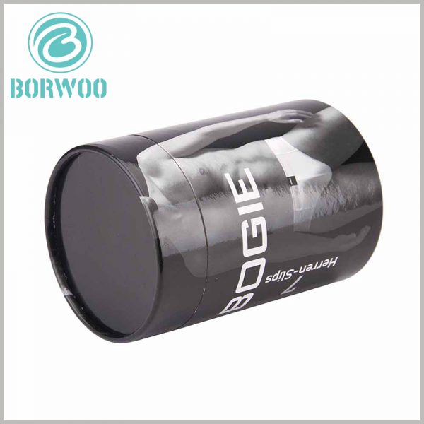 black paper tube packaging for men's underwear boxes. Custom tube packaging to store clothes, the clothes can be placed in a paper tube after being rolled up, which saves space.