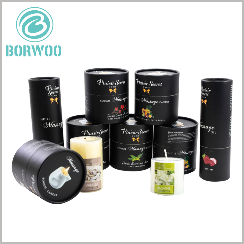 black round candle boxes wholesale. The height and diameter of the black paper tube packaging are determined according to the candle capacity, so that the product and the packaging are perfectly matched.