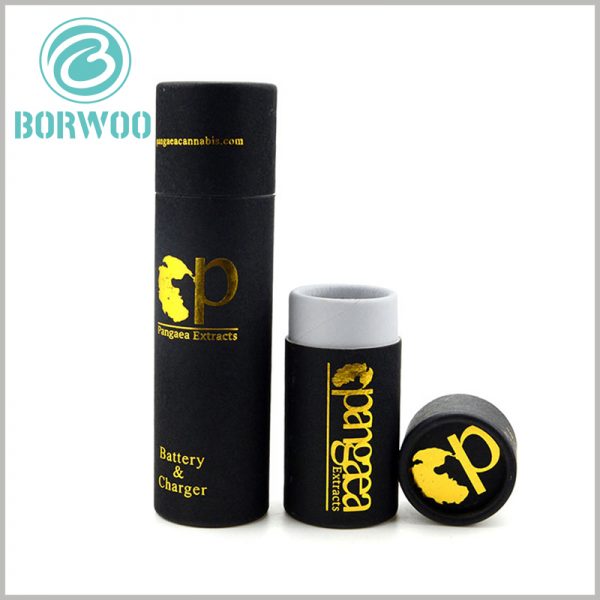 black small tube boxes for charger packaging. Brand information can be printed on the top and bottom of the black paper tube, which can increase the brand's exposure.