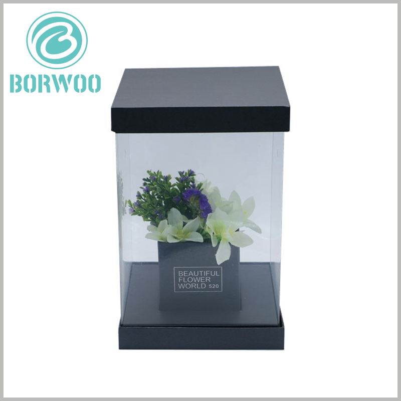 black square dispaly boxes for flower packaging. The square frame inside the package is used to hold flowers and can display products without external influence.