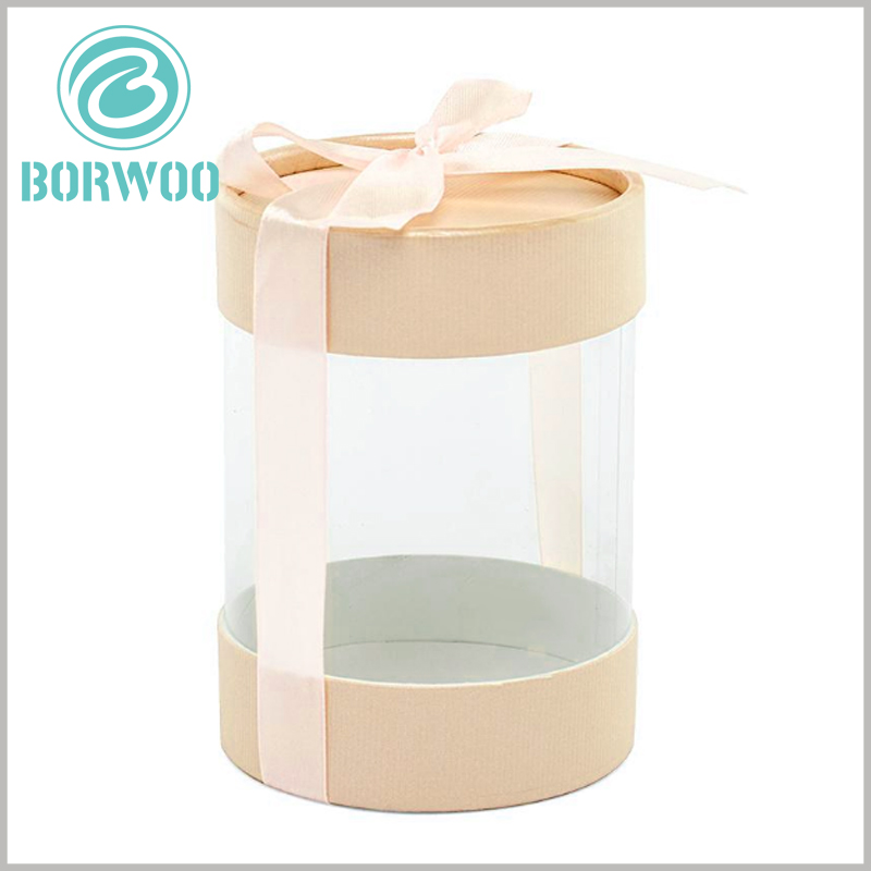 clear plastic tube packaging with gift bows.Corrugated paper caps improve the artistry of tube packaging, making products more attractive and competitive.