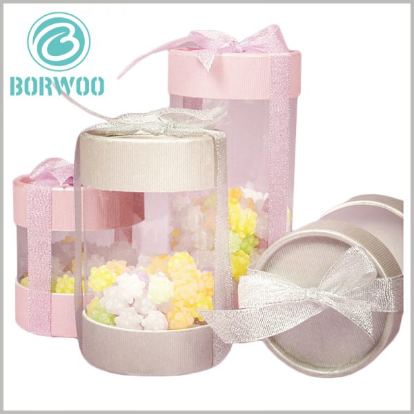 clear tube food packaging with gift bows. The size of customized tube packaging has a great relationship with the product, and the packaging size is determined according to the product.