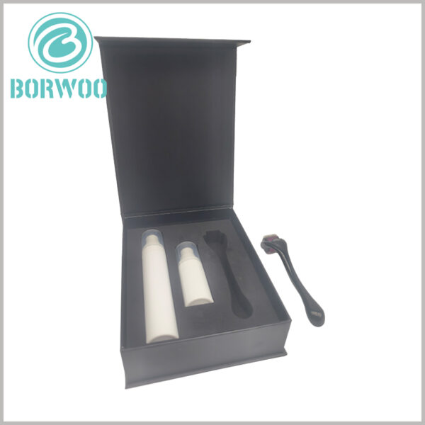 Cosmetic gift set packaging boxes, the interior of the customized packaging can use EVA insert to fix different products inside