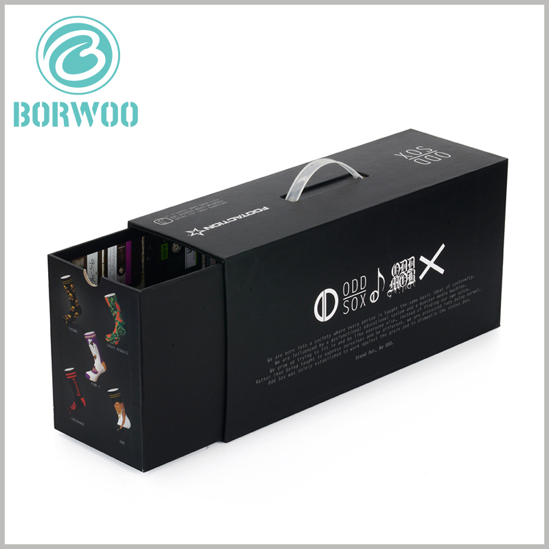 creative cardboard packaging for electronic products. There are white plastic handles on the top of the custom boxes, making it easier for customers to carry packaging and products.