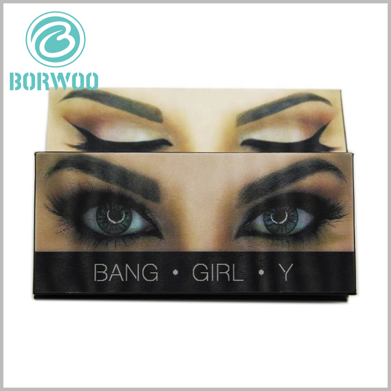 creative empty lash boxes wholesale. Eyes use the close-up pattern of false eyelashes as the main element of the packaging design, which is like having a pair of eyes telling consumers, which is very attractive.