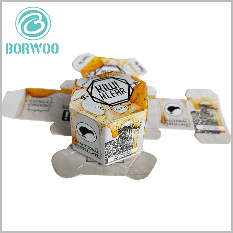 custom Creative hexagonal boxes for food packaging. Bees, honeycombs, honey, etc., as the main elements of food packaging design, can intuitively reflect the characteristics and allure of food.
