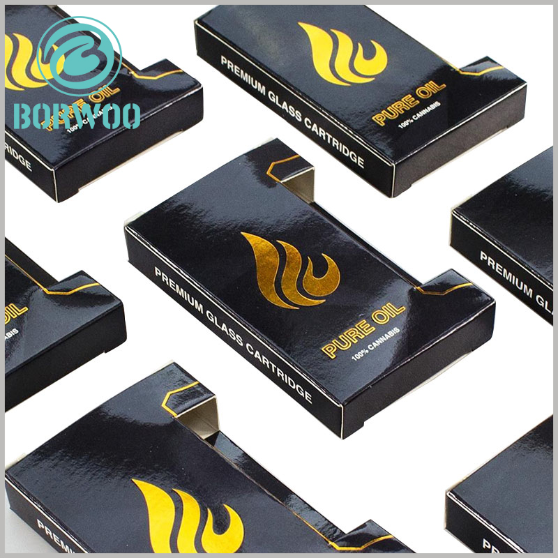 custom black small boxes for cannabis oil packaging. The specific content on the essential oil packaging box can be targeted to promote the brand and product characteristics