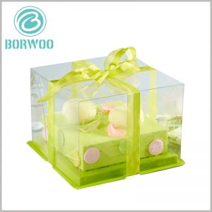 custom clear cake boxes with ribbon wholesale. According to the size and type of cake, choose a specific structure and size for the clear packaging.
