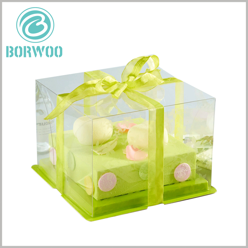 custom clear cake boxes with ribbon wholesale. According to the size and type of cake, choose a specific structure and size for the clear packaging.