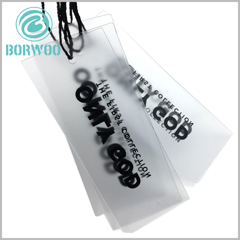 custom clear plastic hang tags printable. Perforate the plastic label to facilitate the threading of the string to bind the label and the product together.