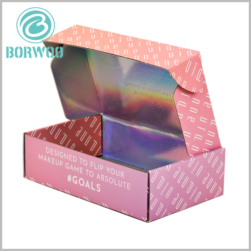 custom corrugated packaging for makeup boxes. Printing the name of the brand on the front of the cosmetic boxes packaging will be most conducive to the building of the brand image.